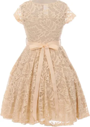 Miniatura 20 de Little Girl - Vestido de niña con manga de encaje y cinturón de piedras
