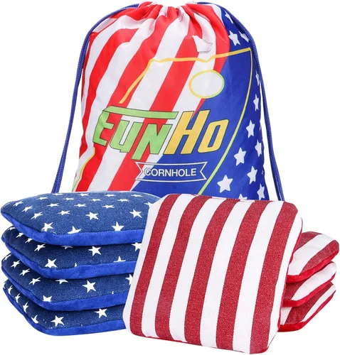 EunHo Juego de 8 bolsas de cornhole de doble cara, resbaladizas y pegadas, para juegos de lanzamiento, profesionales para todo tipo de clima, con