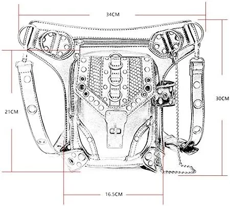 Miniatura 9 de Halloween Steampunk Retro Motocicleta Señora Bolsa Rock Gótico Hombro Riñonera Bolsas (K)