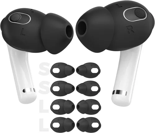 AhaStyle 4 pares de fundas de silicona para AirPods 3 auriculares [no cabe en la funda de carga] compatible con Apple AirPods 3 2021 (2 pares negro