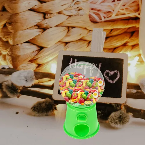 Miniatura 8 de STOBOK Mini máquina de dulces dispensador de juguetes giratorio Gumball Candy Catcher para niños Fiesta Jugar Mejorar la coordinación mano-ojo, Verde
