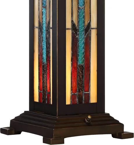 Miniatura 5 de Robert Louis Tiffany Ranier Mission - Lámpara de mesa estilo Tiffany de 3 vías con atenuador de mesa y luz nocturna de 25 pulgadas, pantalla