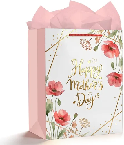 Miniatura 12 de WaaHome Bolsa de regalo para el primer día de la madre con papel de seda, regalos para el primer día de la madre para primera vez, esperando, nueva