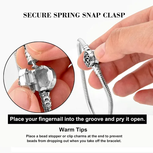 Miniatura 6 de Long Way Pulsera de plata de ley 925 con cadena de serpiente para adolescentes y mujeres
