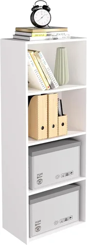 Miniatura 13 de Organizador de Almacenamiento de Madera de 3 Cubos, Estantería Baja de 3 Niveles Organizador de Exhibición de Almacenamiento Independiente, Estante