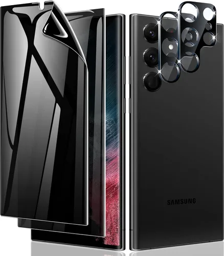 Miniatura 14 de LYWHL [Paquete de 2+2] Protector de pantalla para Samsung Galaxy S22 Ultra [Compatible con identificación por huella dactilar] Protección antiluz