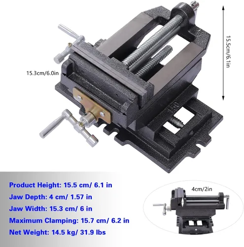 Miniatura 4 de Futchoy Tornillo de prensa de taladro de diapositiva cruzada de 6 pulgadas, mesa de banco compuesto, abrazadera de carpintería, accesorio