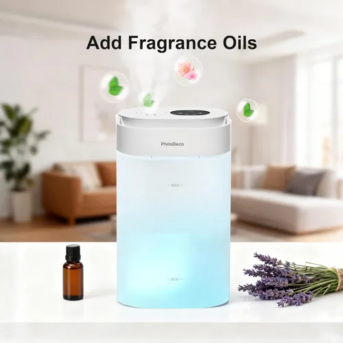 Miniatura 3 de PHILODECO Humidificador de niebla fría de 4.5L para dormitorio, habitación del bebé y plantas – Ultrasónico, silencioso, con difusor de aroma, luz