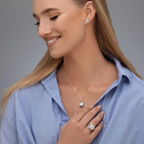Miniatura 8 de JEAN RACHEL JEWELRY Anillo de plata de ley 925 con un bisel de circonita cúbica transparente ovalada blanca, hipoalergénico, sin níquel ni plomo