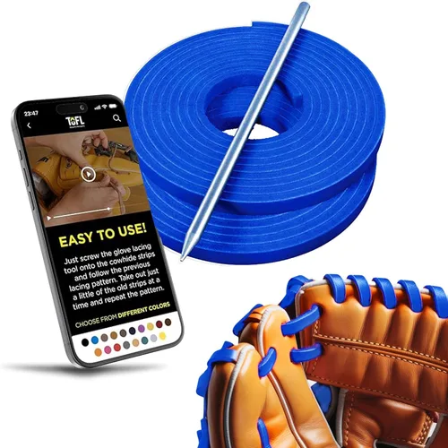 Miniatura 14 de TOFL Kit de encaje para guantes de sóftbol y béisbol Kit de reparación de cordones de guante de encaje 2 cordones de cuero con aguja de cordones