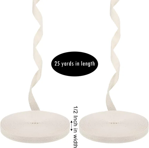 Miniatura 2 de WILLBOND - Cinta de sarga de 100 % algodón, 1/2 pulgada x 25 yardas, cinta de costura de espiga natural para manualidades, envoltura de regalos