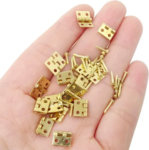 Miniatura 3 de Honbay Bisagras de casa de muñecas en miniatura, joyero, accesorios de hardware pequeño con 200 tornillos (dorado)