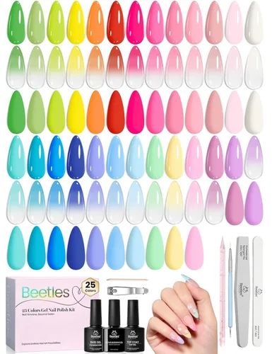 Miniatura 10 de Kit de Esmalte de Uñas en Gel Beetles con Luz UV - Juego de 31 Esmaltes de Uñas en Gel de Color Popular con Base y Capa Superior Mate y Brillante