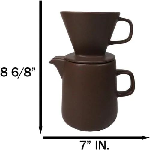 Miniatura 7 de Ebros Gift Colorido acabado mate de porcelana portátil artesanal artesanal estilo barista cafetera jarra con filtro verter sobre gotero juego