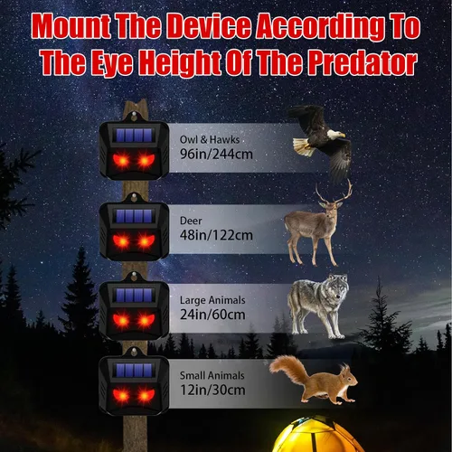 Miniatura 4 de Paquete de 8 repelentes solares nocturnos de animales para exteriores con ojos depredadores rojos, luces disuasorias de animales nocturnos