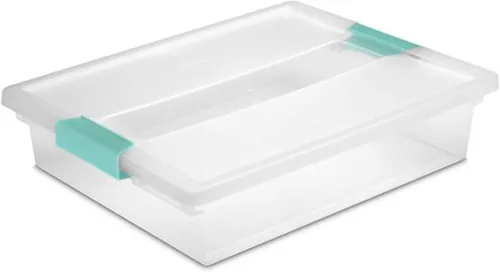 Miniatura 10 de Sterilite Paquete de 18 cajas de clip, contenedores apilables de plástico transparente con tapas de cierre, tamaño pequeño, suministros