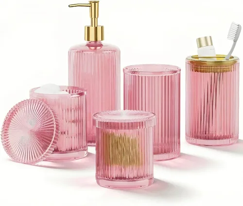 Miniatura 10 de Accesorios de baño verdes 5 piezas con bote de basura (negro, 5 imágenes)