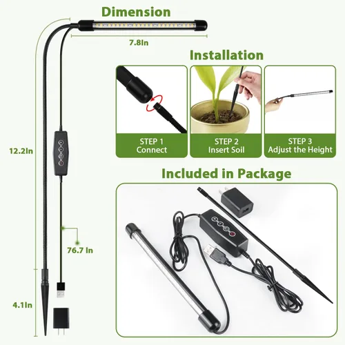 Miniatura 7 de Luz de cultivo para plantas de interior, lámpara de planta de cuello de cisne de espectro completo de 6000K para semillas, plantas suculentas