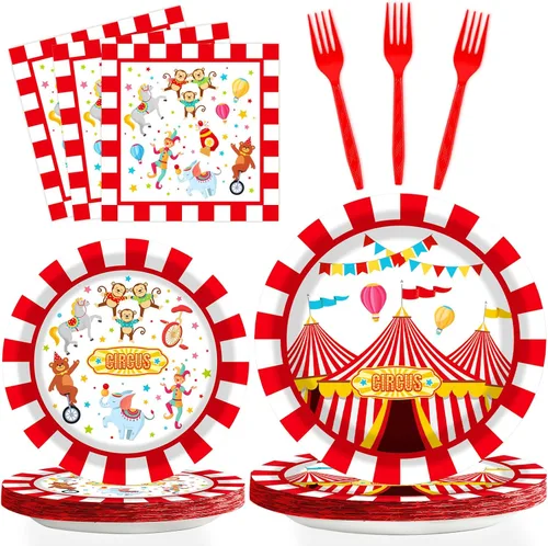 Miniatura 42 de gisgfim 96 piezas de suministros para fiesta de cumpleaños con tema de animales de granja, vajilla de granero, primer cumpleaños, platos de papel