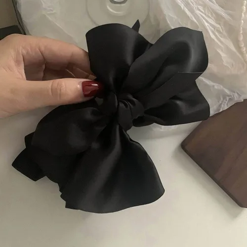 Miniatura 5 de Jumwrit Pinza para el cabello, pinza de pelo con lazo grande, sujeción fuerte, diseño francés, negro, accesorio de peinado de moda para mujeres
