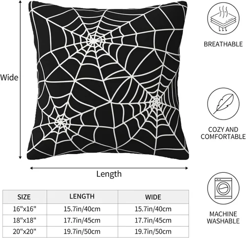 Miniatura 4 de Juego de 2 fundas de almohada de Halloween de 16 x 16 pulgadas, fundas cuadradas de lino decorativas de lino para el hogar, la cama o el sofá