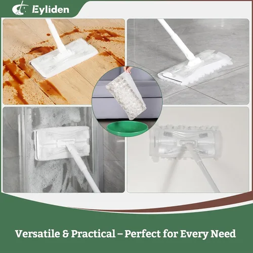 Miniatura 7 de Eyliden Kit de trapeador, barrido y trapeador con mango largo extendido de 58 pulgadas, 36 paños secos desechables, trapeadores multisuperficie