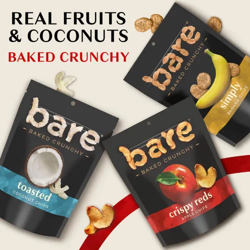 Miniatura 7 de Paquete de bocadillos Bare de frutas de manzanas crujientes horneadas, sin gluten, sabores Fujis & Reds y canela, 0.53 onzas (16 unidades).