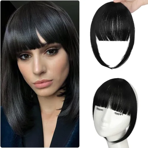 Miniatura 9 de Flequillo con clip, flequillo falso fácil de usar, flequillo de clip en flequillo, extensiones de cabello rubio francés, flequillo sintético