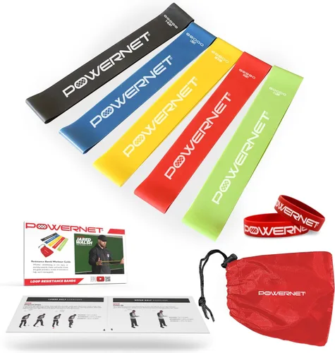Miniatura 10 de PowerNet Resistance Bands, Heavy Duty & Regular Resistance Color-Coded Exercise Bands, Workout Equipment for Home Gym, Progressive Elastic Bands for