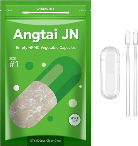Cápsulas vacías de tamaño 1 a base de plantas veganas transparentes (500 unidades) sin gluten, sin OMG, kit de llenado de pastillas con