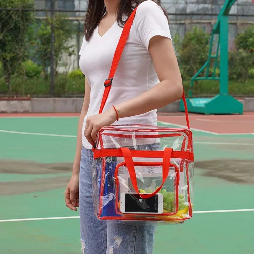 Miniatura 6 de Clearworld Bolsa transparente aprobada para estadios, transparente de 12 x 12 x 6 pulgadas, con bolsa frontal para accesorios para viajes, gimnasio