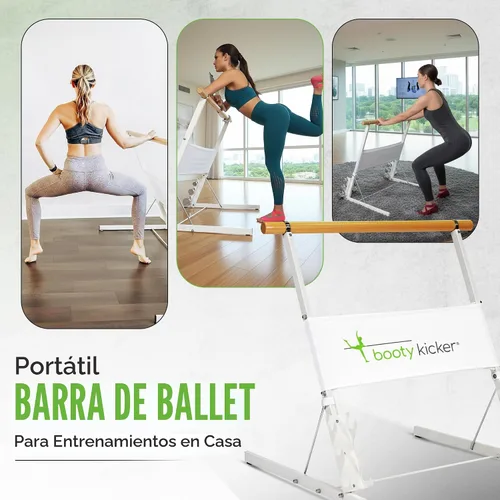 Miniatura 2 de Portable Folding Exercise Bar for Barre, Balance and Ballet Home Workouts, Strong Freestanding Stable Design Blanco