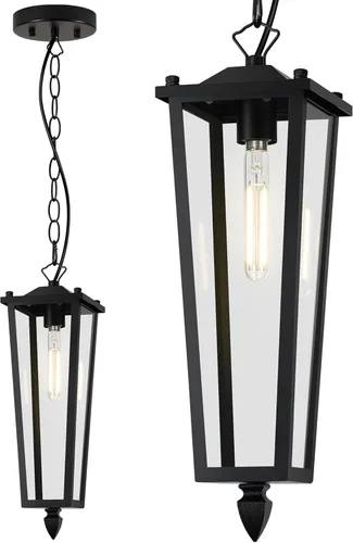 OS-OD2615-1HM - Lámparas colgantes para exteriores de 16 pulgadas con cristal transparente, modernos accesorios de iluminación colgantes para porche