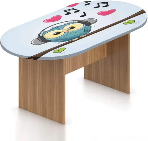 Mantel ovalado ajustable para mesa de patio, decoración musical, poliéster elástico, bonito diseño de búho de dibujos animados con auriculares, se