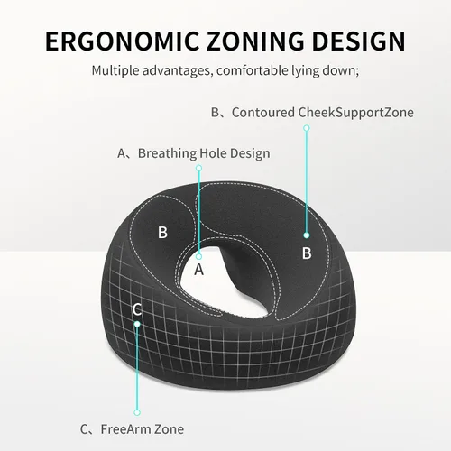Miniatura 9 de Almohada Prona para Masaje, una Almohada de Soporte para el Pecho y la Cara para Dormir, es Adecuada para Masaje, SPA y Sueño. Viene con una Funda