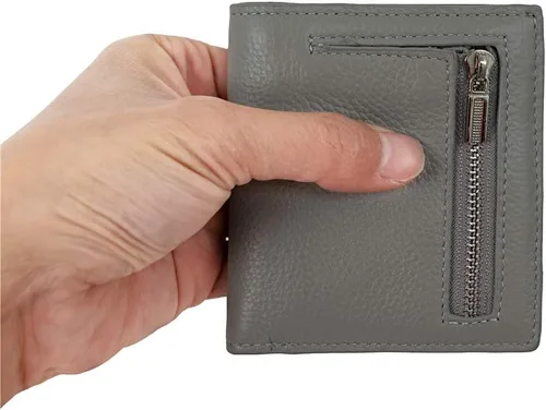 Miniatura 4 de Cartera de piel RFID pequeña compacta con bolsillo plegable para tarjetas, organizador de bolsillo para mujer, mini monedero con ventana