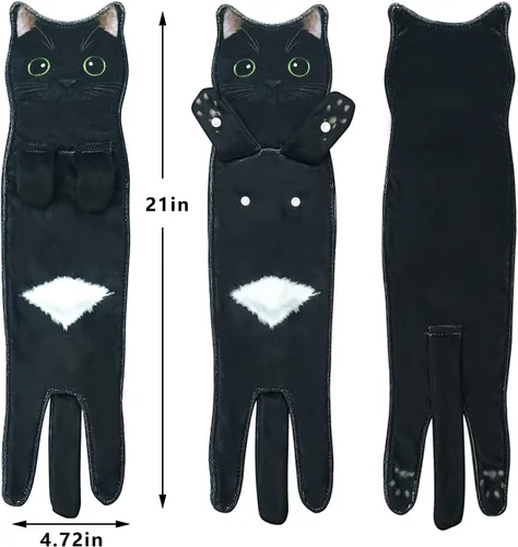 Miniatura 6 de PAT JUUMG - Toallas graciosas de mano con forma de gato para decoración de baño y cocina, toallas decorativas colgantes para la cara, súper