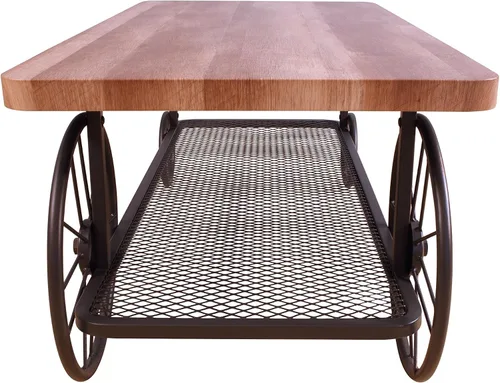 Miniatura 5 de Acme Francie Mesa de centro rectangular de madera con estante en roble y gris antiguo