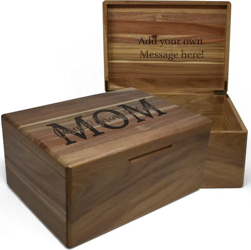 Miniatura 76 de Caja de madera grabada personalizada grande – Caja de recuerdo de madera de acacia con mensaje oculto personalizado, cajas de memoria de nogal