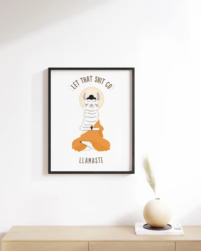 Miniatura 4 de HAUS AND HUES Póster Let That Sh*t Go – Divertido arte de pared zen, decoración de yoga, impresión inspiradora de Buda, meditación y estética