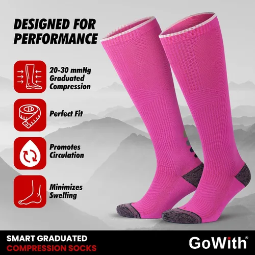 Miniatura 13 de GoWith Compression Socks for Men & Women, Cushioned 20-30 mmHg Graduated Compression Running Socks, Athletic Knee High Socks