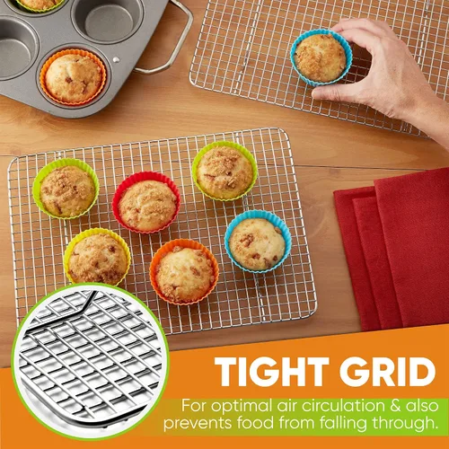 Miniatura 7 de Spring Chef rejilla de enfriamiento de acero inoxidable de 8.5 x 12 pulgadas para cocinar y hornear - Rejilla de enfriamiento para galletas apta