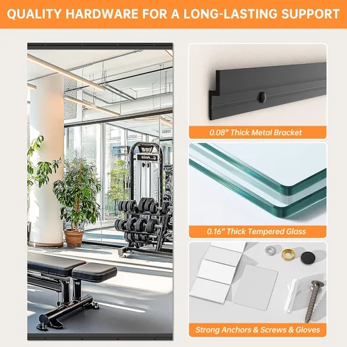 Miniatura 7 de Hasipu 3 piezas de espejos para gimnasio en casa de 48''x24'', espejos grandes de cuerpo entero montados en la pared para yoga, baile, fitness