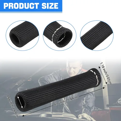 Miniatura 6 de Cable de bujía de protección contra el calor de la manga de 2500 ° de la bujía protector de arranque Botas Wrap para SBC BBC 350 454 8 piezas tapas