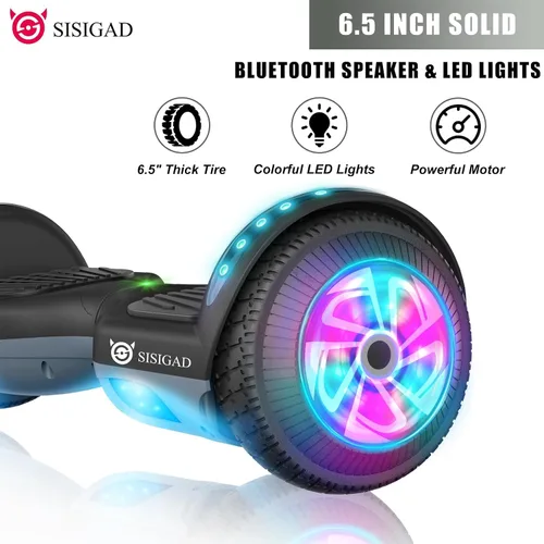 Miniatura 2 de SISIGAD Hoverboard para niños, 6.5 pulgadas modelo clásico Hoverboard (sin Bluetooth)