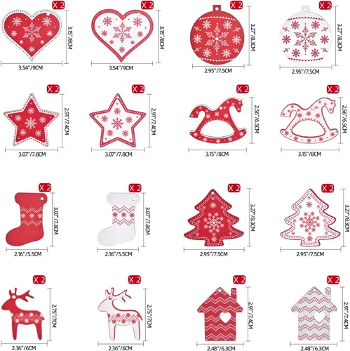 Miniatura 4 de IDATOO 32 piezas de adornos colgantes para árbol de Navidad de madera, regalo personalizado rústico de granja para árbol de Navidad en casa, ventana