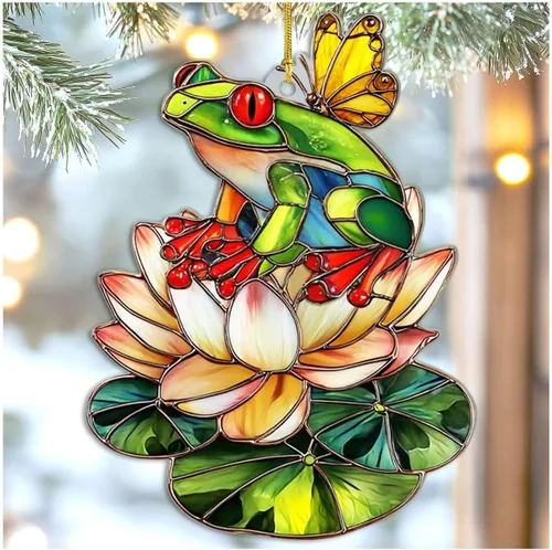 Miniatura 12 de Adorno Colgante Plano 2D de Vidrio Manchado Falso de Tortuga de Acrílico, Adorno de Tortuga Marina, Adornos de Tortuga para Árbol de Navidad, Regalo
