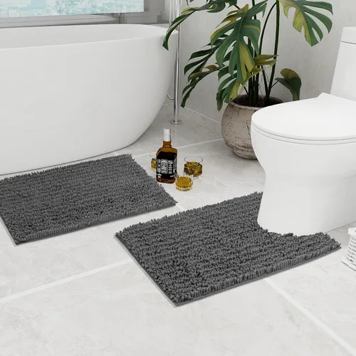 Miniatura 124 de Walensee Alfombra de baño antideslizante (24x17 pulgadas, rosa polvoriento) absorbente de agua, súper suave, lanuda de felpilla, lavable a máquina