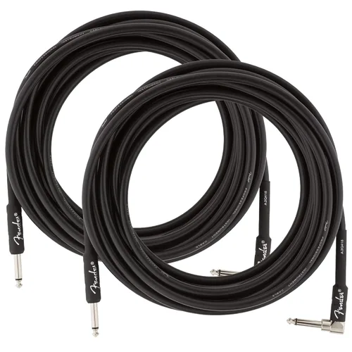 Miniatura 18 de Fender Cable de instrumentos de lujo de 10 pies, ángulo recto, tweed negro, paquete de 2