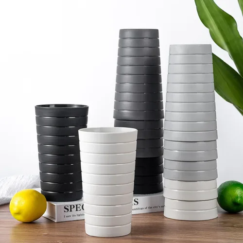 Miniatura 4 de KX-WARE Mixed Drinkware - Juego de 12 vasos de plástico de 22 onzas, vasos para beber, tazas de fiesta, vasos de té helado, color negro